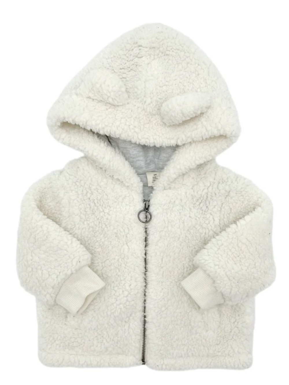 Tucker + Tate Ivory Teddy Sherpa Zip Up Jacket Hooded Bear Ears Lined NWT Unisex